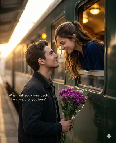Vintage Train Station Romantic Cinematic Scene