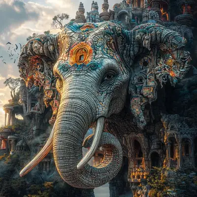 Surreal 3D Landscape Face Prompt