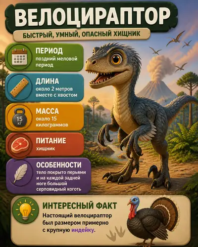 Kid-Friendly Velociraptor Educational Infographic