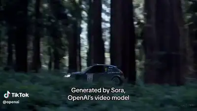 ラリーカーがレッドウッドの森をドリフト