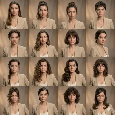 Editorial beauty collage grid with ten hairstyle looks