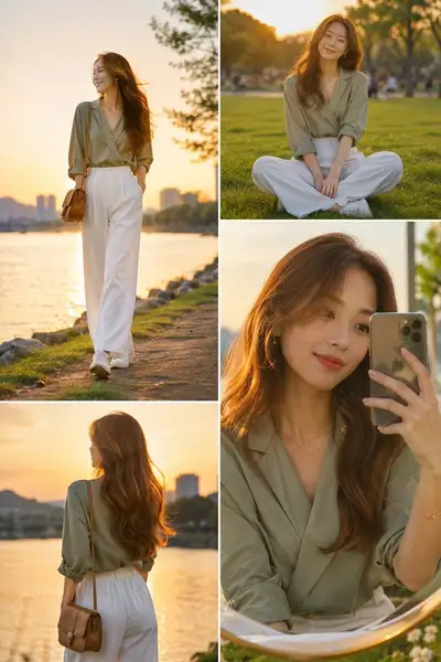 Golden Hour Park Lifestyle Fashion Collage