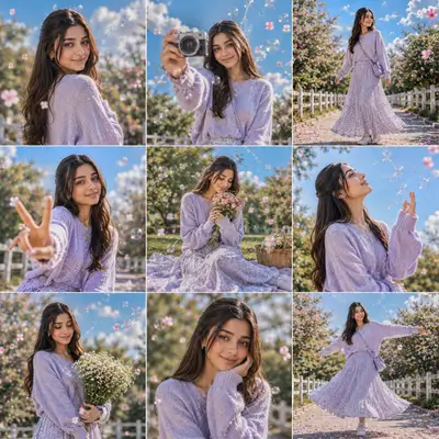Korean spring lifestyle photo dump 3x3 grid collage