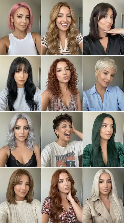 12-Panel Beauty Selfie Variation Grid
