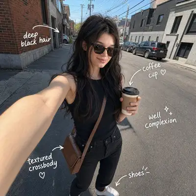 带标注的街拍自拍肖像，GPT Image 2 JSON提示词