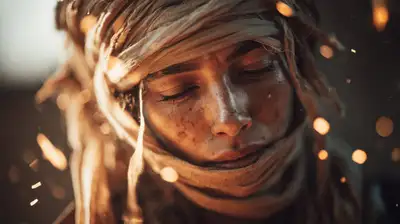Mulher Amazigh Cinematográfica com Efeitos de Fogo e Luz