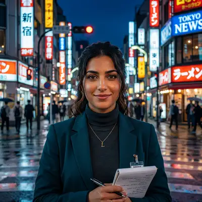 Ultra Realistic Middle Eastern Journalist Portrait
