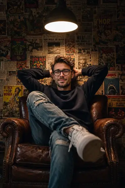 Gloomyboy Viral Prompt: Man in Leather Armchair