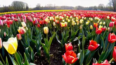 Tulip Field Low-Angle Pan
