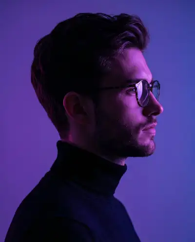 Minimalistisches Neon-Profilporträt im Editorial-Stil