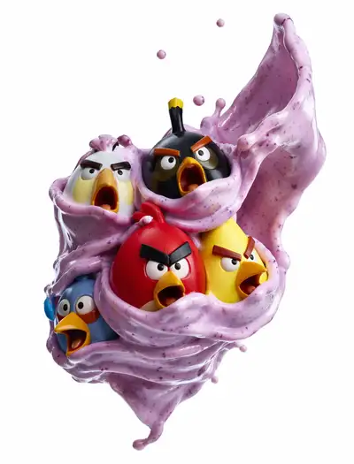 Angry Birds toys wrapped in creamy yogurt splash