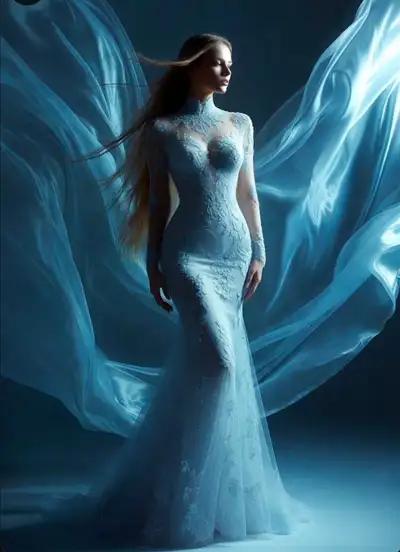 Ethereal Icy Blue Celestial Portrait