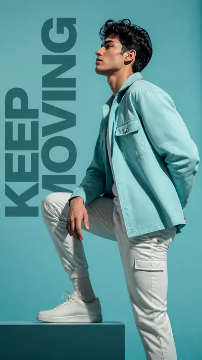 Aqua Monochrome Menswear Editorial Portrait
