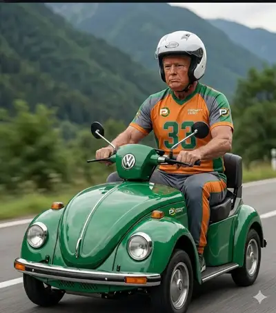 Cinematic Scooter Rider on Mountain Road