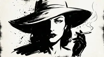 High-contrast ink noir portrait template