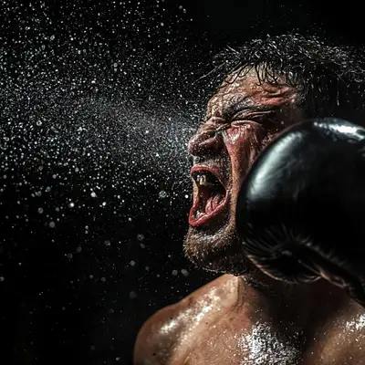 Low-key editorial boxing knockout shot
