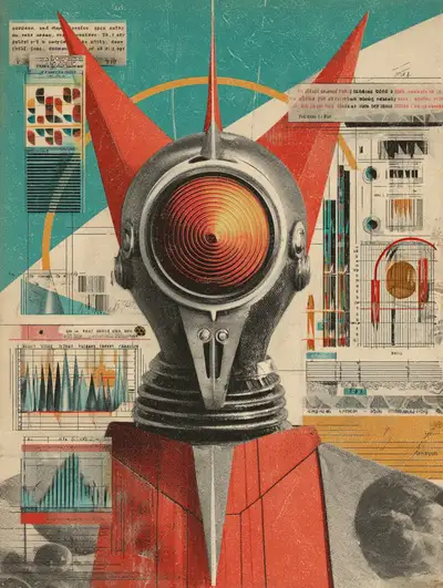 Retro Futuristic Paper Cut Collage
