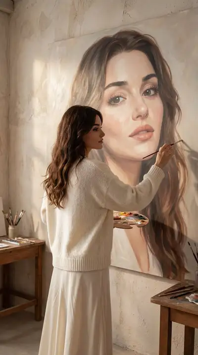 Artist Painting Self-Portrait Mural