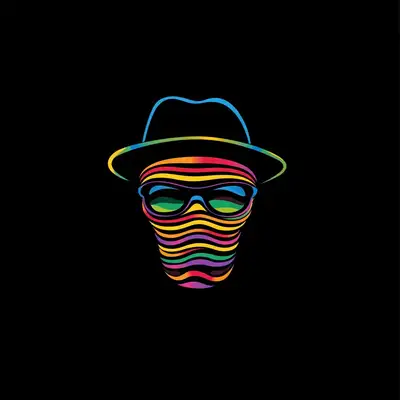 Alien Logo with Colorful Waves