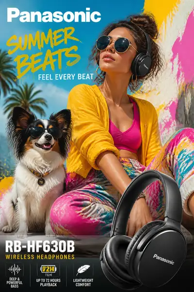 Panasonic summer headphones advertising poster