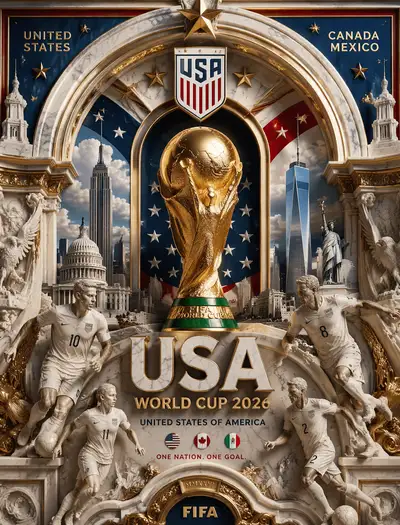 USA World Cup 2026 baroque trophy poster as host nation