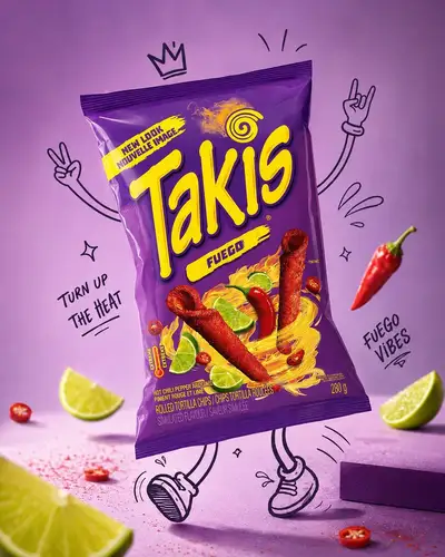Anúncio de produto ultra realista com acentos de rabiscos