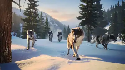 Wolf Pack in Boreal Dawn - Cinematic Steadicam