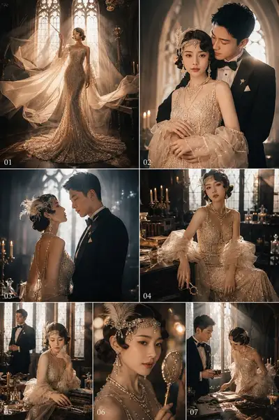1920s Gatsby-Style Art Deco Wedding Photography Set