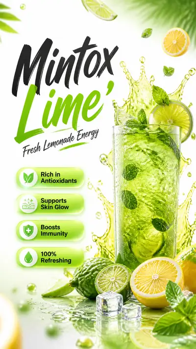 Lime and lemon smoothie beverage ad poster prompt