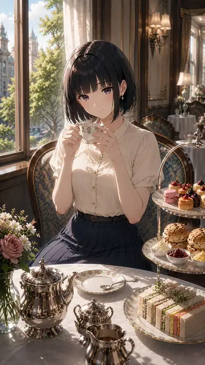 British Afternoon Tea Anime Scene