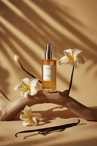 Luxury amber serum bottle product photography