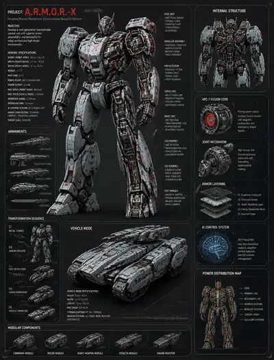 Futuristic Armored Robot Transformer Design