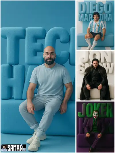 Retrato de estudio con enormes letras 3D de peluche deletreando tu nombre