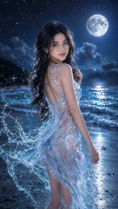 Moonlit Water Dress Portrait