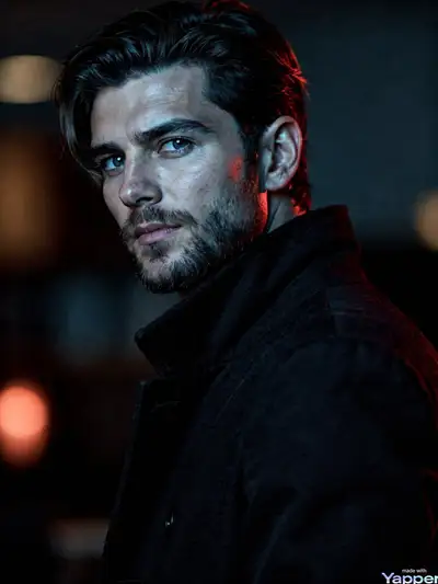 Cinematic Portrait of a Young Man with Blue Eyes