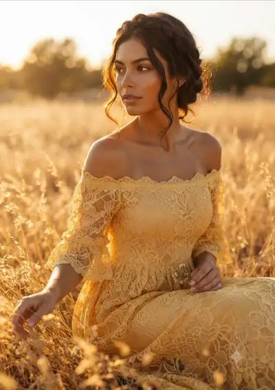 Cinematic Portrait in Golden Wheat Field