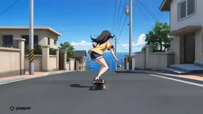 Anime Skateboard Coastal Ride