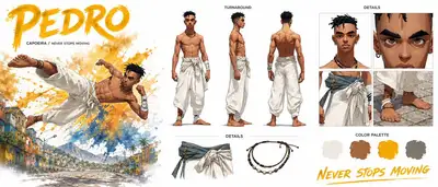 Capoeira Character Bible Sheet Prompt