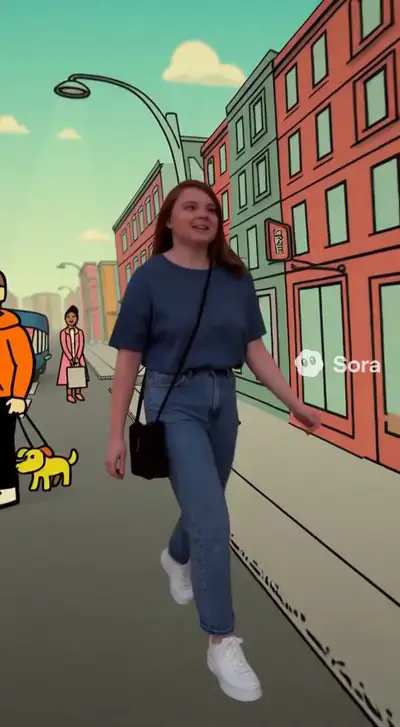 Caminhando por uma cidade animada em 2D permanecendo fotorrealista