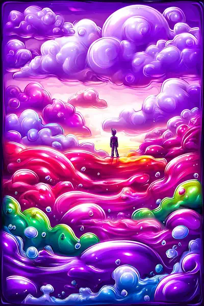 Silhouette on Fluid Ribbons Digital Art