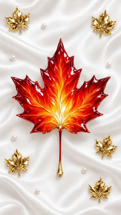 Crystal Faceted Maple Leaf with Holographic Iridescence