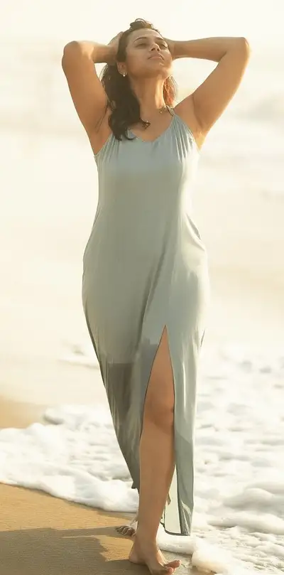 Photorealistic Golden Hour Beach Portrait of Indian Woman
