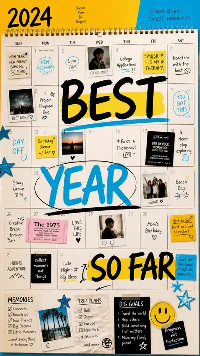 Giant calendar page memory collage poster