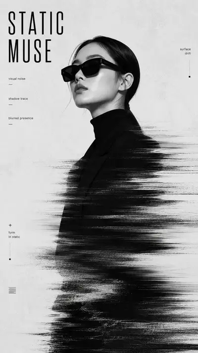 Four-direction glitch identity portrait poster series