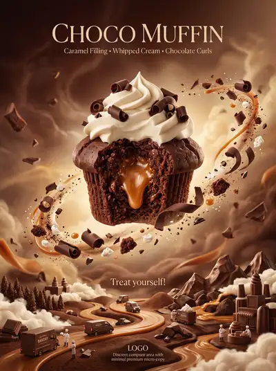 Ultra-Premium Chocolate Muffin Advertising Poster