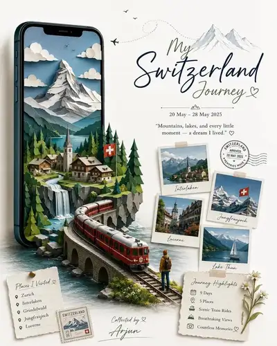 Papercraft destination diorama emerging from a smartphone