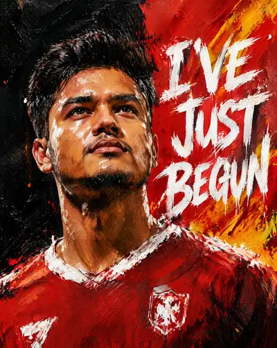 Bold sports poster portrait with painterly digital brushwork