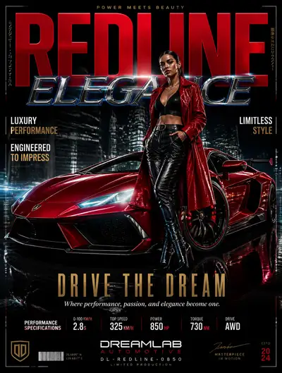 Luxury Sports Car and Model Ad Poster Prompt