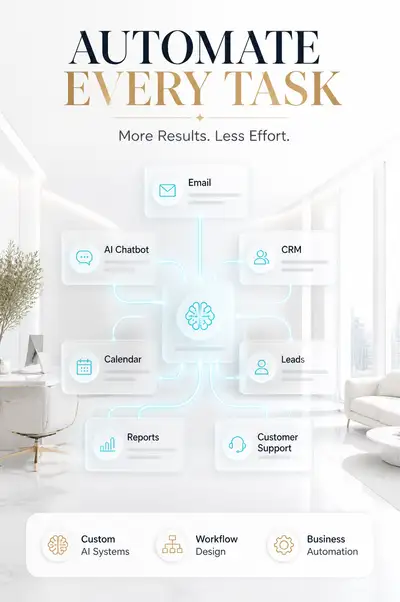 Affiche publicitaire business de luxe avec cartes de flux de travail automatisé