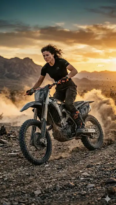 Cinematic Motocross Desert Rider